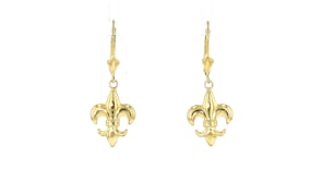 10kt Yellow Gold Fleur-De-Lis Drop Earrings