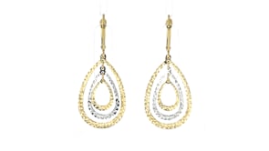 10kt Two-Tone Gold Concentric Teardrop Earrings