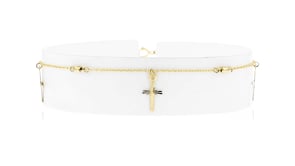 10kt Yellow Gold Cross Station Anklet