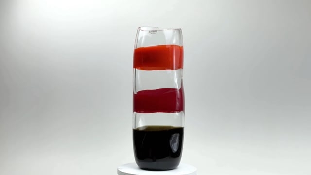 Vasos de Murano Barbini com listras vermelhas e pretas