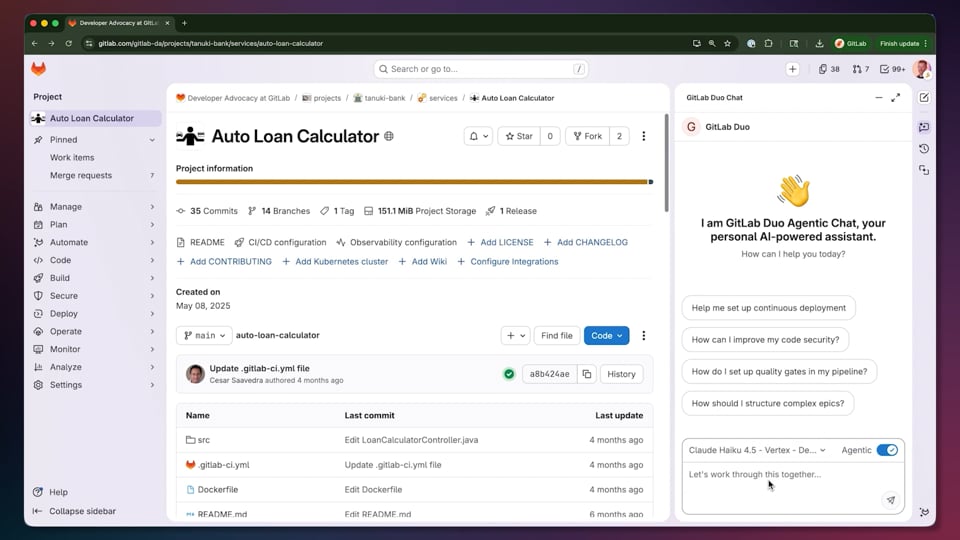 GitLab Duo Agentic Chat demo