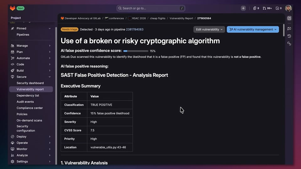 SAST vulnerability resolution demo