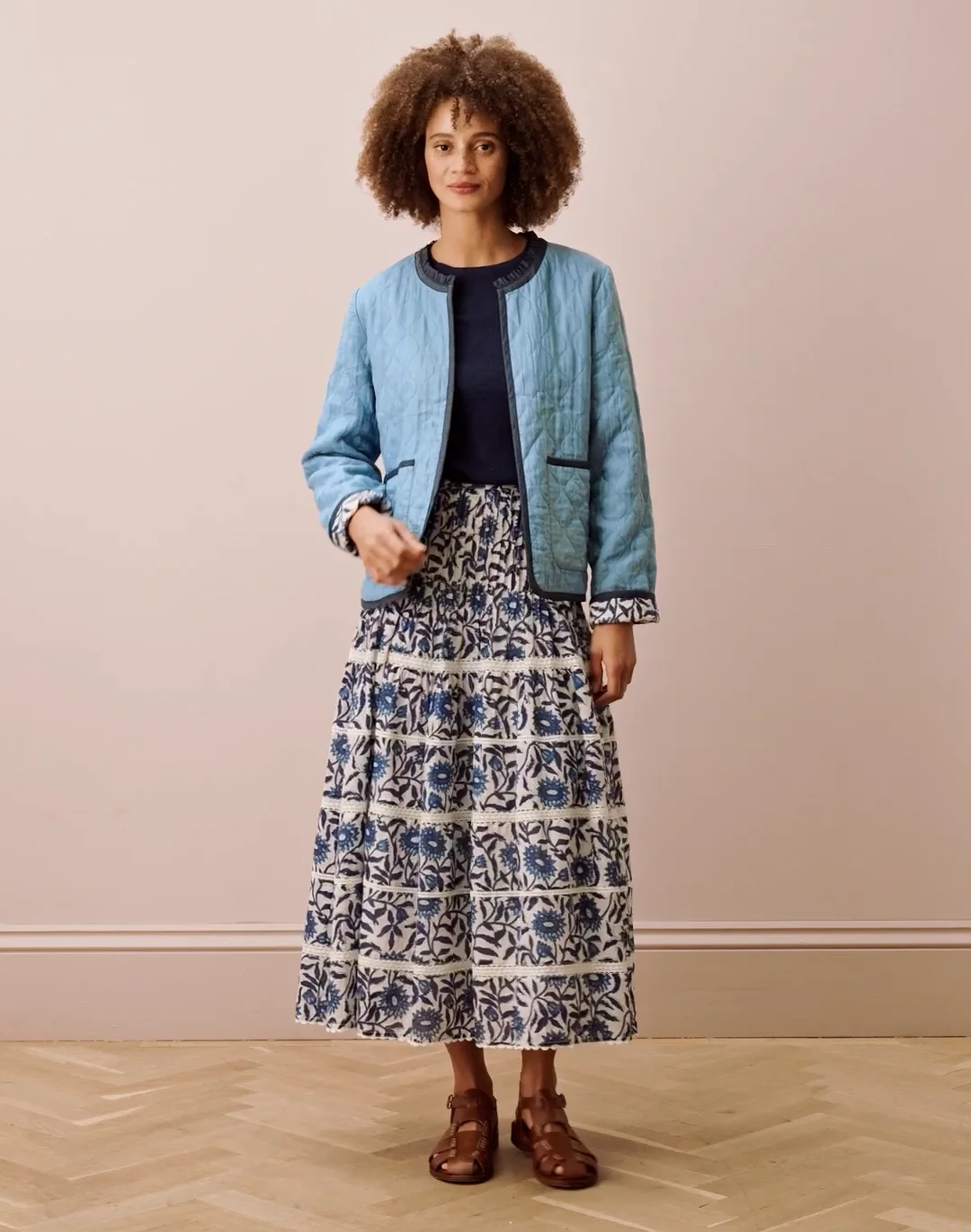 Reversible Block Print Jacket in Indigo | Women's Jackets
