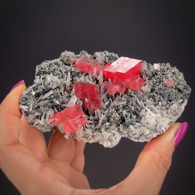 Rhodochrosite with Quartz, Pyrite and Tetrahedrite