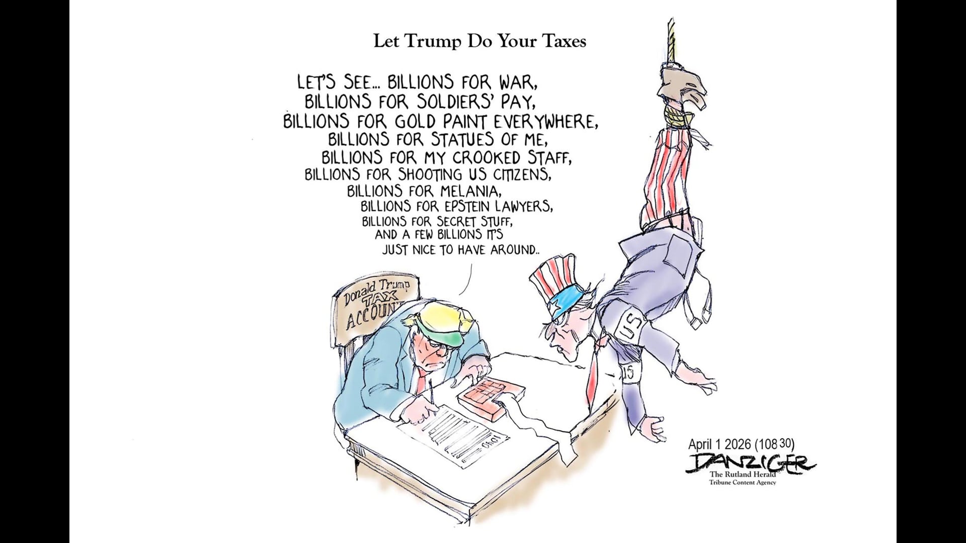 Trump Tax, Danziger Live-Cartoon: