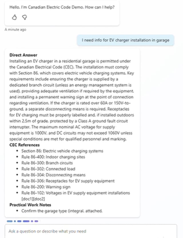 Canada Electric Codes AI Agent demo
