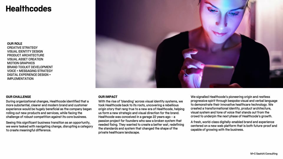 M+C Saatchi Consulting | Healthcodes | Case Study