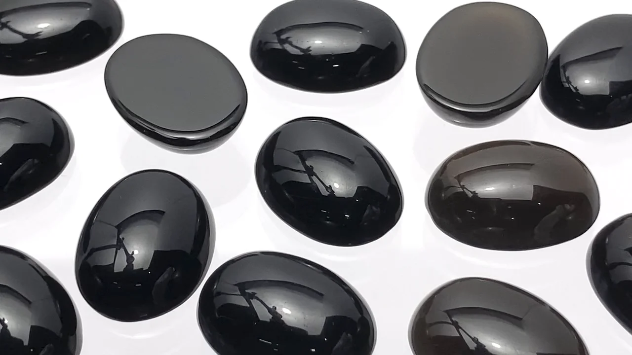 ブラジル産モリオン（黒水晶） オーバル カボション20×15mm 2個