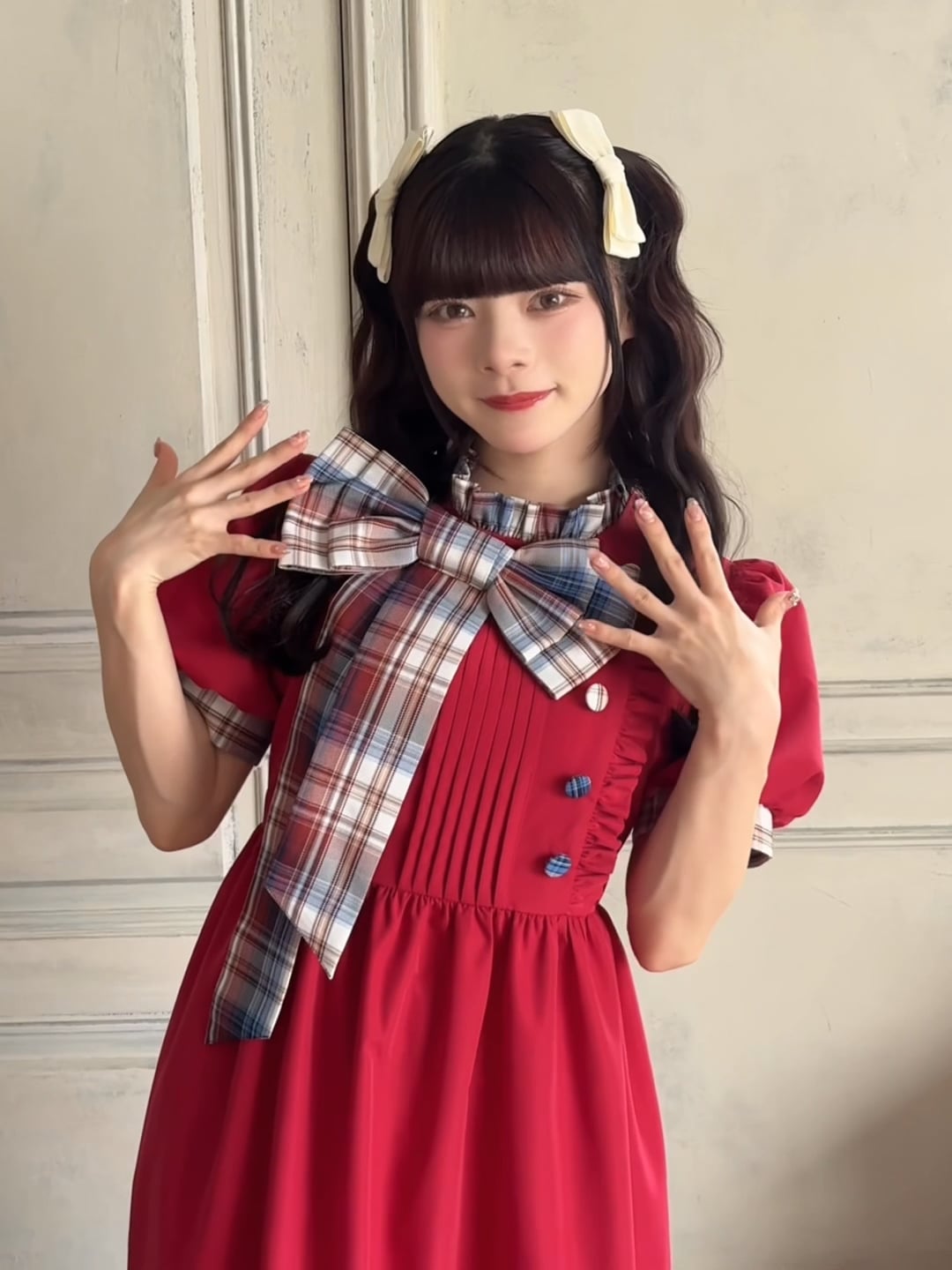 追加予約】【クティールとレトロ】2wayビックリボンチェック切り替え