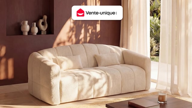Canapé d'angle convertible bouclettes 3 places | sweeek