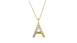 Pastel Multi-Gemstone Initial Necklace in 18kt Gold Over Sterling