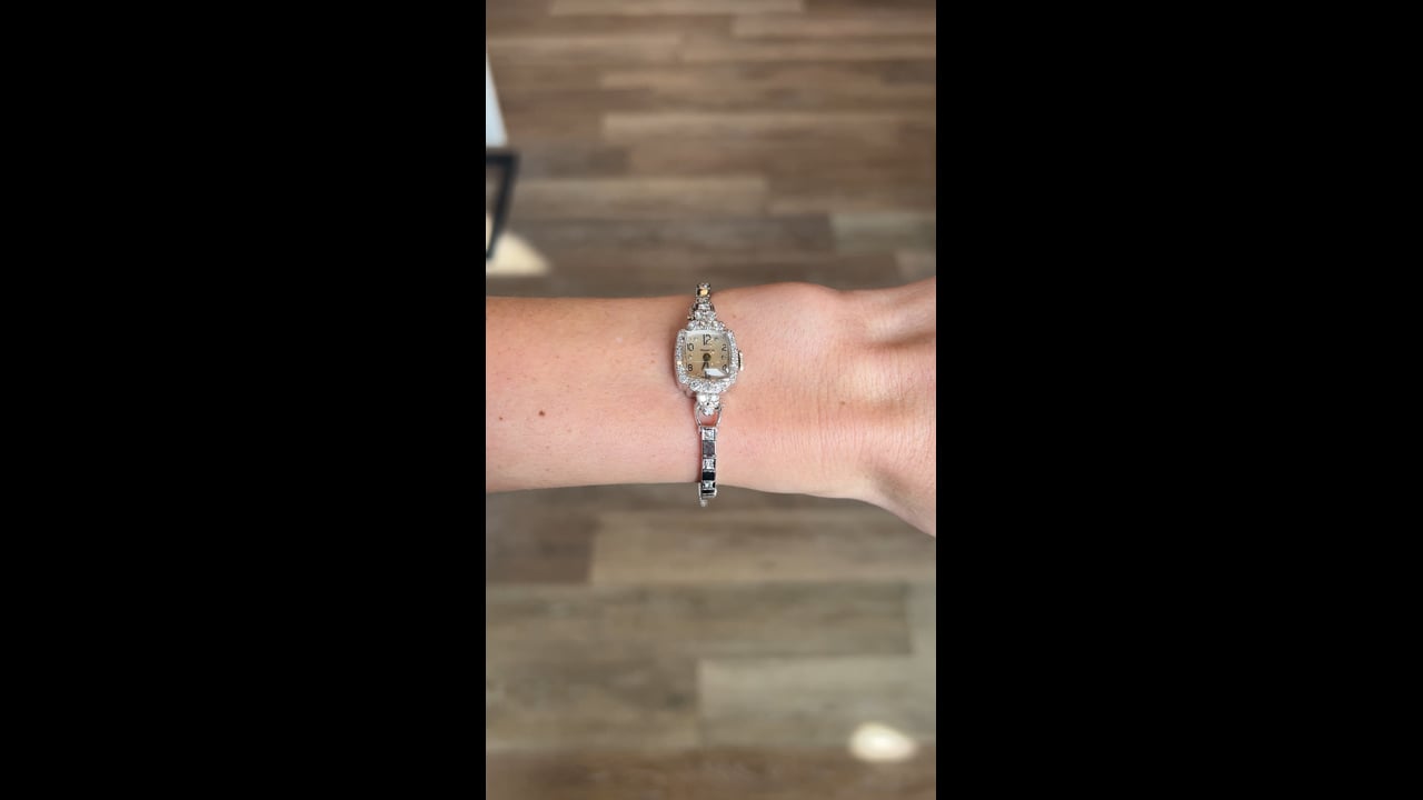 ◆本日感謝価格◆Movado◆ミラーダイヤル◆コンセプト60ダイヤモンド腕時計◆ 90 Art Deco Diamond Movado Watch 14k White Gold – Filigree Jewelers