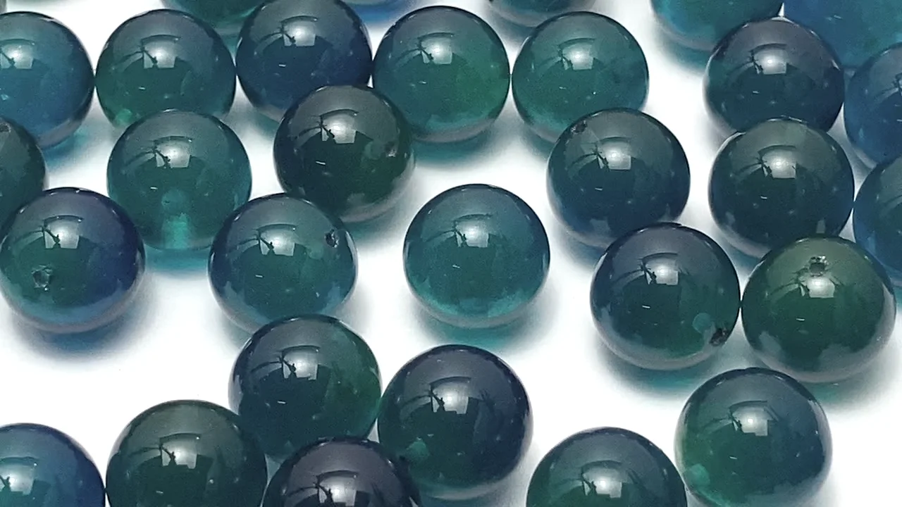 琥珀（こはく）・ピーコックブルーカラーアンバー 片穴ラウンド10mm 2