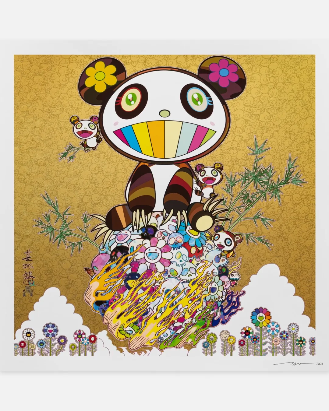 Mid-summer Pandas Golden Sky, 2021 by Takashi Murakami