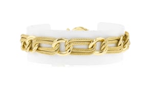 14kt Yellow Gold-Plated Alternating Oval and Round-Link Bracelet