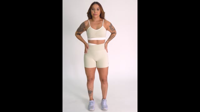 Bermuda Cós Transpassado Verde e Off White Duo JuPxt