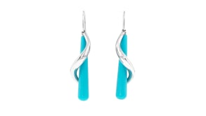 Turquoise Spiral Drop Earrings in Sterling Silver