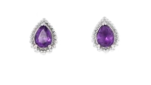 Gabriel & Co. 2.20 ct. t.w. Amethyst Beaded-Edge Teardrop Earrings in Sterling Silver
