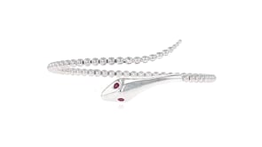 Gabriel & Co. Sterling Silver Snake Bypass Bracelet with Rubies