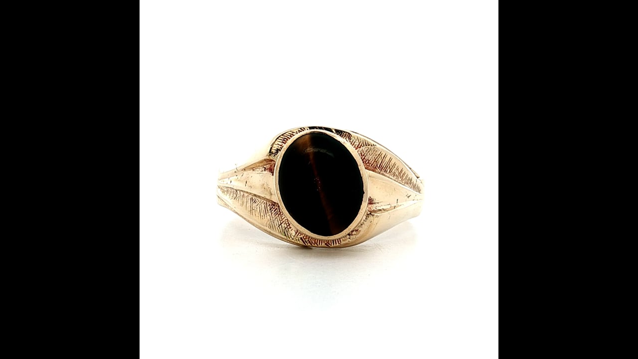 2.02 Vintage Mid-Century Tiger's Eye Cocktail Ring 10k – Filigree
