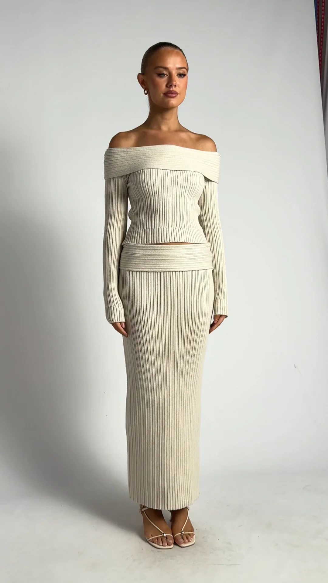 トップス MULTI SHOULDER PARTS RIB TOPS Eaphi Shine Fitted Ribbed Off The Shoulder Overlay Top | Express