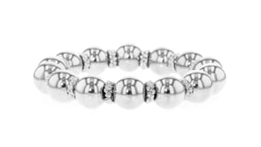 Italian Sterling Silver-Plated Bead Stretch Bracelet