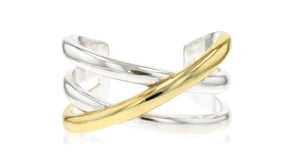 Silver and 14kt Gold-Plated Crisscross Wide Cuff Bracelet
