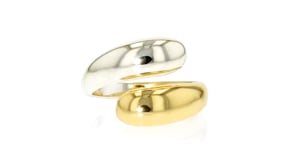 Silver and 14kt Gold-Plated Bypass Ring