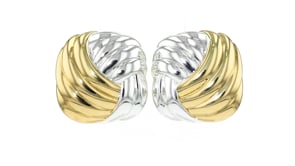 Silver and 14kt Gold-Plated Twisted Square Earrings