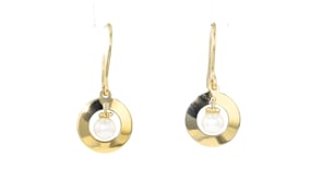 4-4.5mm Cultured Pearl Circle Drop Earrings in 10kt Yellow Gold