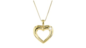 18kt Gold Over Sterling Heart Pendant Necklace with Single Lab-Grown Diamond