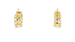 Italian Sterling Silver and 18kt Gold Over Sterling Ribbed Hoop Earrings