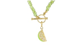.10 ct. t.w. Peridot and Green Enamel Lime Wedge Charm in 18kt Gold Over Sterling