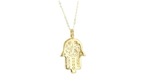 Mother-of-Pearl Hamsa Pendant Necklace in 10kt Yellow Gold