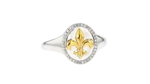 .10 ct. t.w. Diamond Fleur-De-Lis Ring in Sterling Silver with 18kt Gold Over Sterling