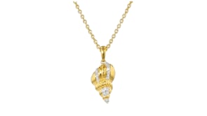 .10 ct. t.w. Diamond Spiral Seashell Pendant Necklace in 18kt Gold Over Sterling