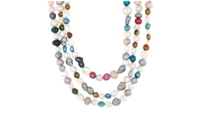 4-8mm Multicolored Cultured Baroque Pearl Jewelry Set: Four Bracelets and Necklace
