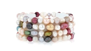 4-8mm Multicolored Cultured Baroque Pearl Jewelry Set: Four Bracelets and Necklace