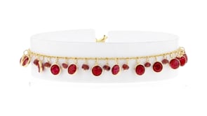 18.00 ct. t.w. Ruby Drop Anklet in 18kt Gold Over Sterling