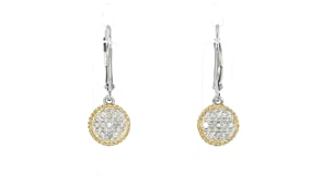 .20 ct. t.w. Diamond Roped-Edge Circle Drop Earrings in Sterling Silver and 14kt Yellow Gold
