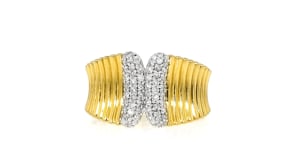 .35 ct. t.w. Diamond Ribbed Ring in 18kt Gold Over Sterling
