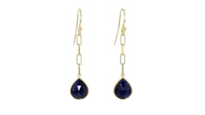 7.50 ct. t.w. Sapphire Paper Clip Link Drop Earrings in 18kt Gold Over Sterling