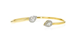 .33 ct. t.w. Diamond Pear-Shaped Halo Cuff Bracelet in 14kt Yellow Gold