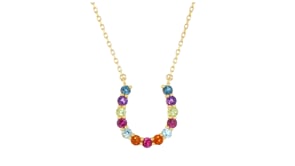 1.50 ct. t.w. Multi-Gemstone Horseshoe Necklace in 18kt Gold Over Sterling