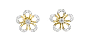 .75 ct. t.w. Diamond Flower Earrings in 18kt Gold Over Sterling
