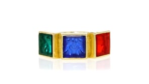 Italian Tagliamonte Multicolored Venetian Glass Angel Ring in 18kt Gold Over Sterling