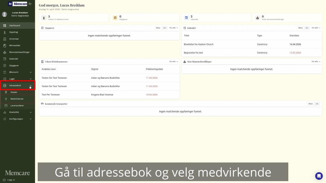 Legg til medvirkende i adressebok