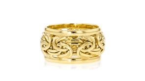 14kt Yellow Gold-Plated Bordered Byzantine Ring