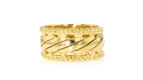 14kt Yellow Gold-Plated Beaded Border Ring