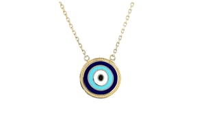 14kt Yellow Gold-Plated Evil Eye Pendant Necklace with Multicolored Enamel